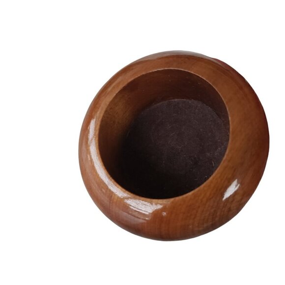 Brazilian Wooden Mini Trinket Ring Box With Lid Handcrafted Cedar & Agate - Picture 7 of 10